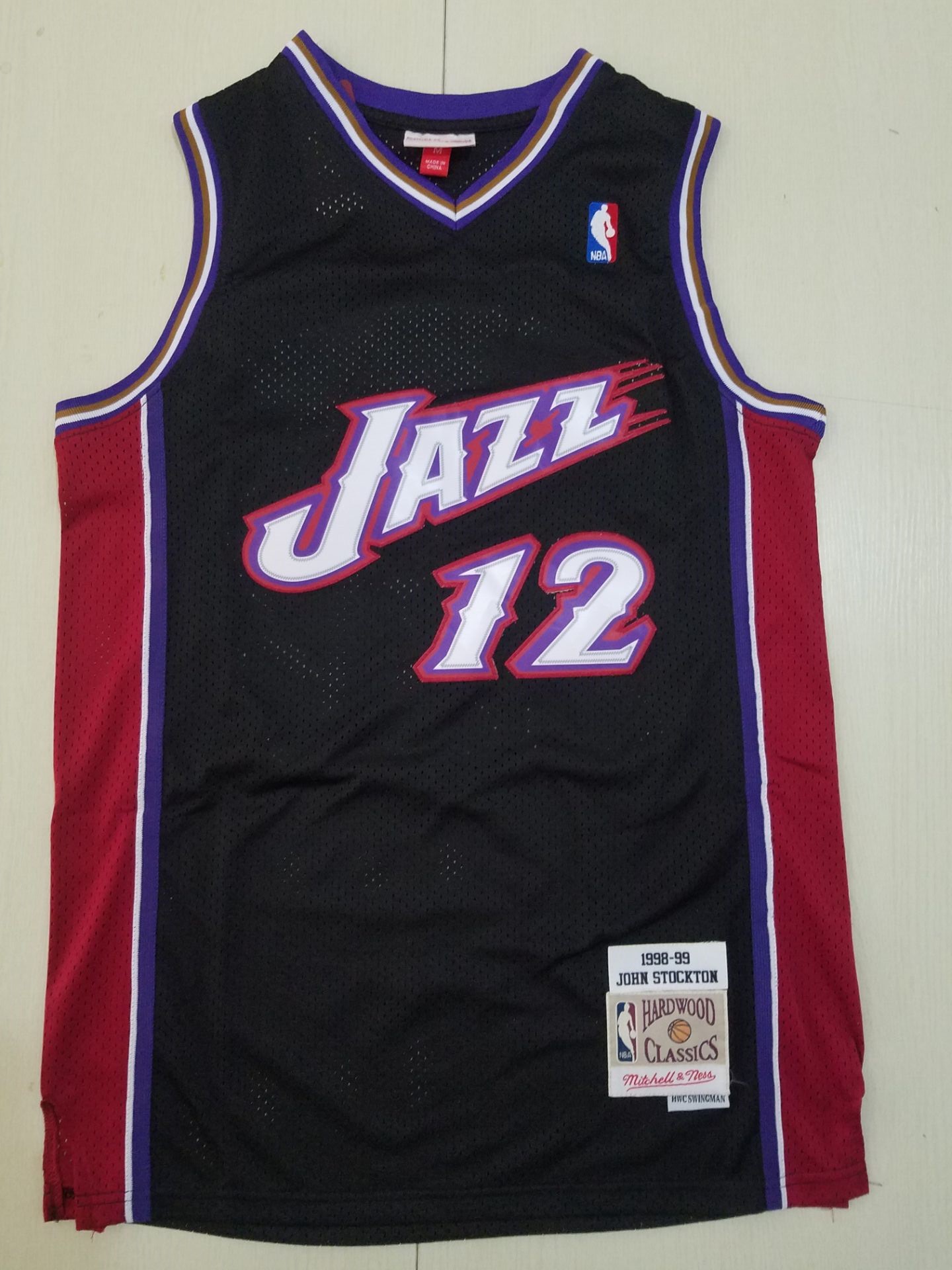 Men Utah Jazz #12 Stockton black Throwback NBA Jerseys